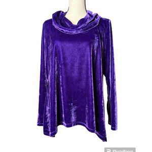 Coldwater Creek Tunic in Purple Velour with Cowl Neckline Size Large Petite